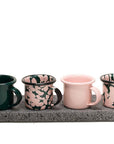 Set mezcalero verde y rosa con base de piedra