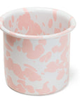 Vaso de mesa blanco con manchas rosas de peltre