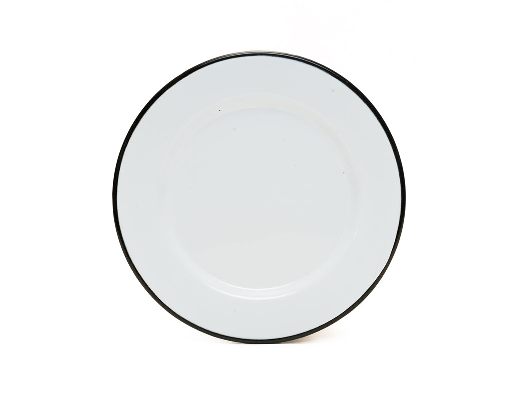 Plato trinche 20 cm de peltre blanco con borde negro