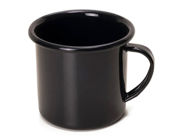 Taza de mesa de peltre negro sin bordes