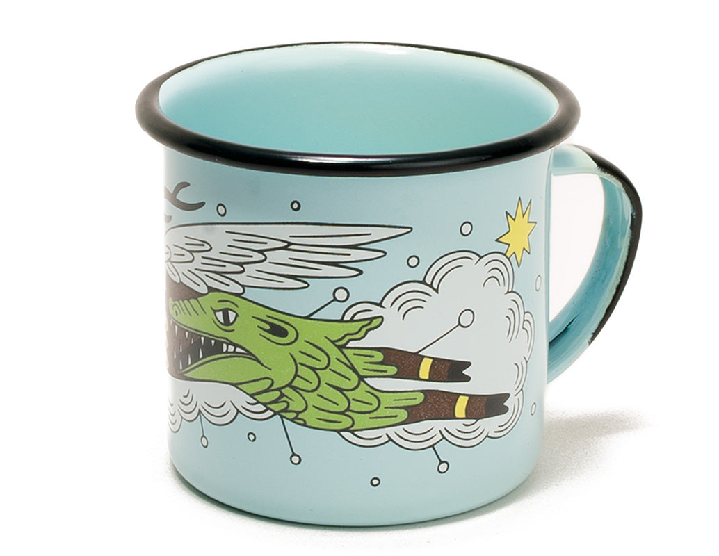 Taza de mesa de peltre menta con borde negro Venado