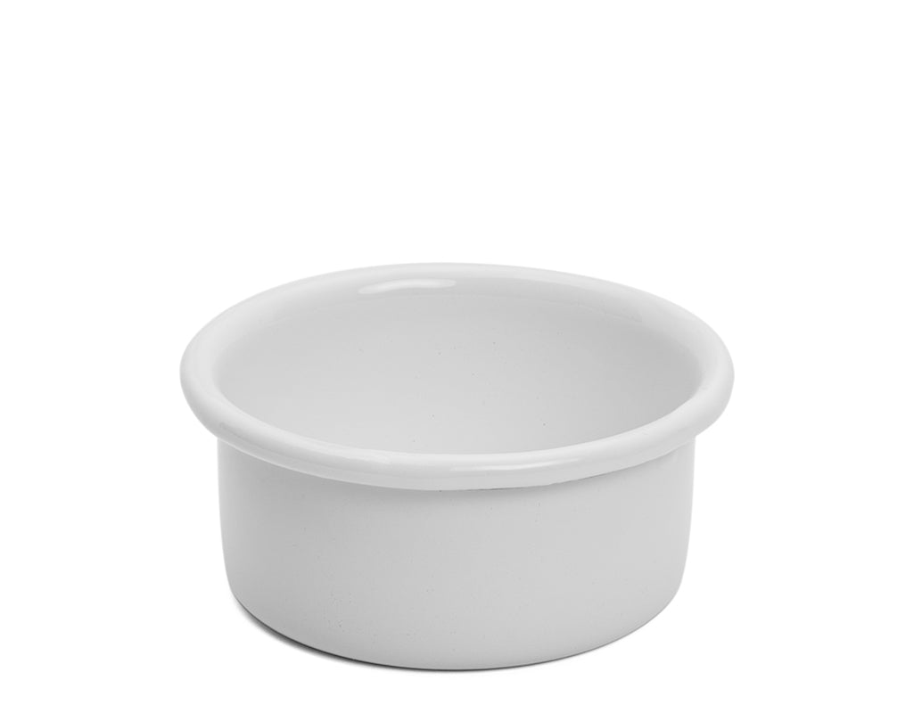 Salsera recta blanca de peltre sin bordes