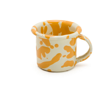 Taza para expreso de peltre crema con manchas mostaza sin borde