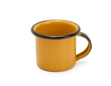 Taza para expreso de peltre mostaza con borde negro