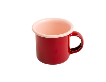 Taza para expreso roja interior rosa de peltre sin bordes