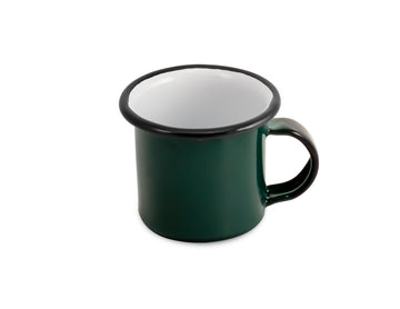 Taza para expreso verde interior blanco de peltre