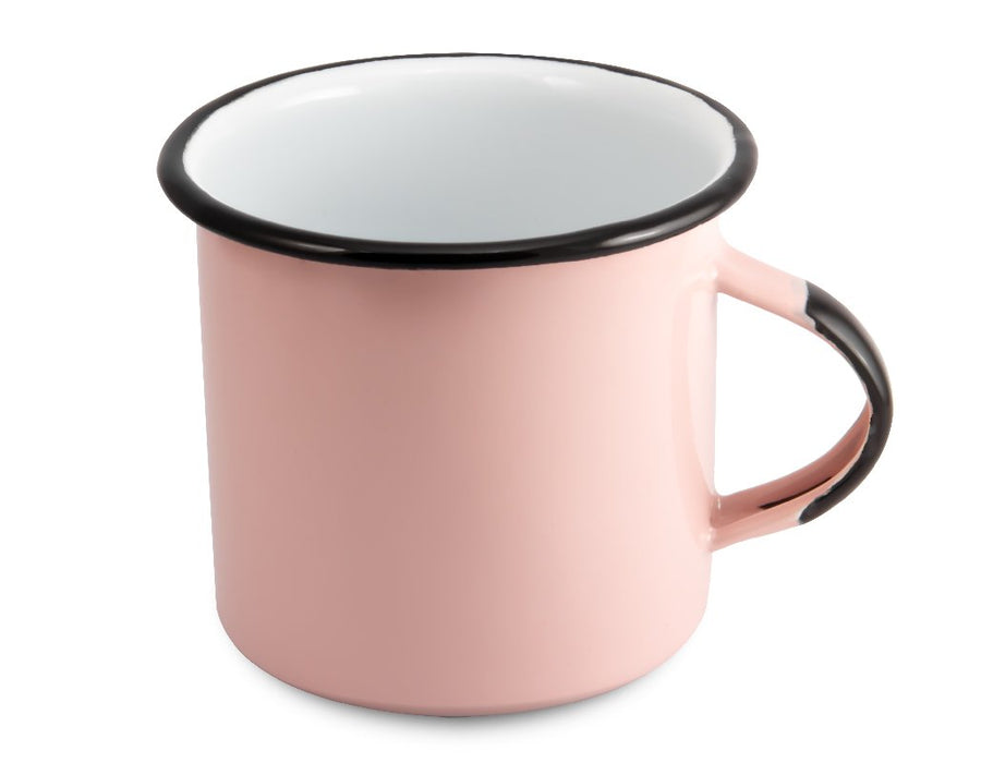 Taza de mesa rosa cantera de peltre artesanal vajillas enamelware