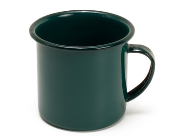 Taza de mesa de peltre verde sin bordes