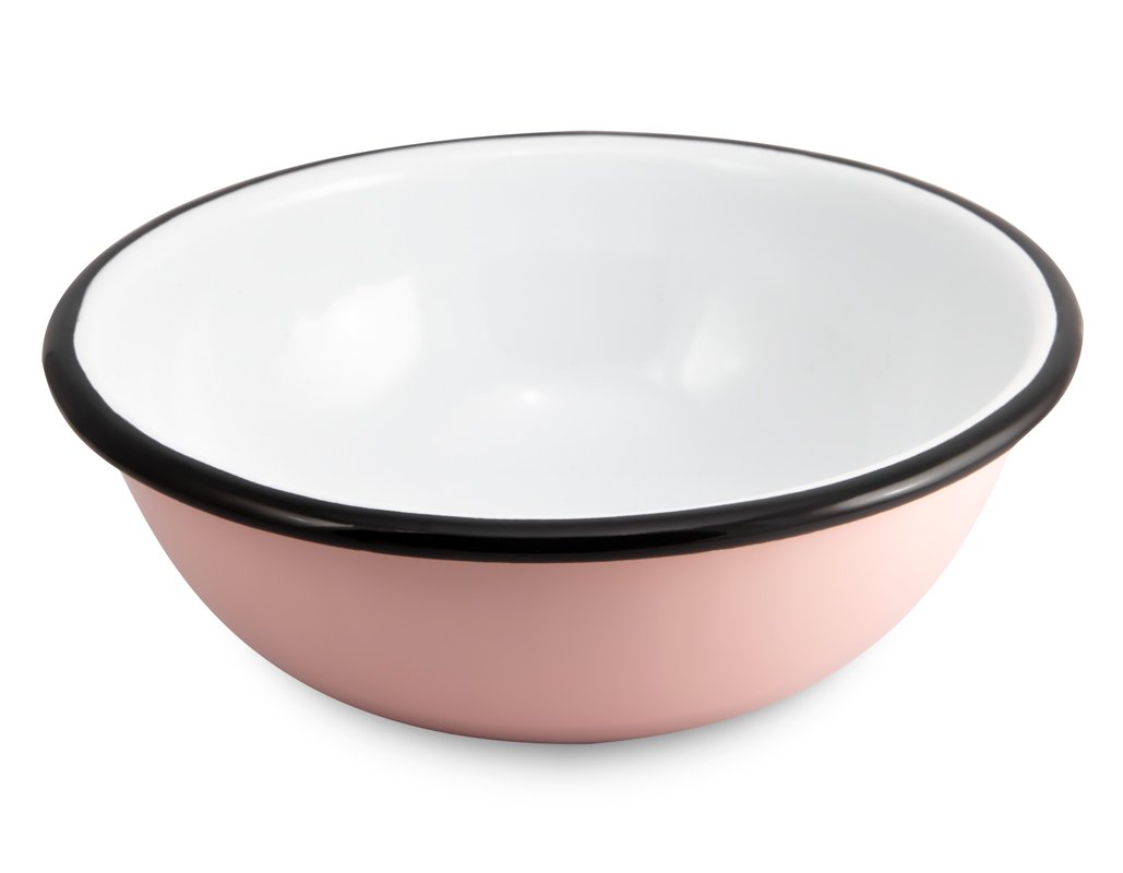 Tazón rosa cantera de peltre artesanal vajillas enamelware