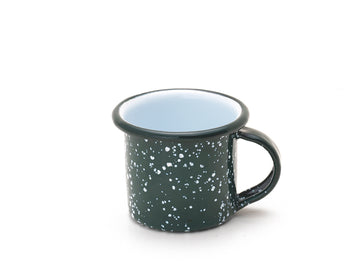 Taza para expreso verde nevado interior blanco de peltre