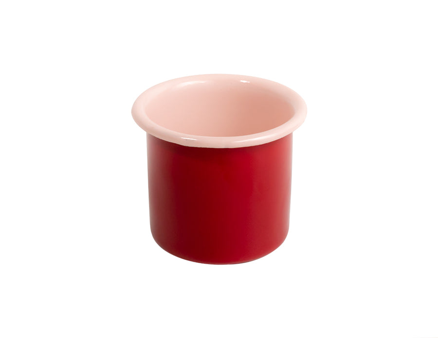 Vaso tequilero rojo interior rosa de peltre